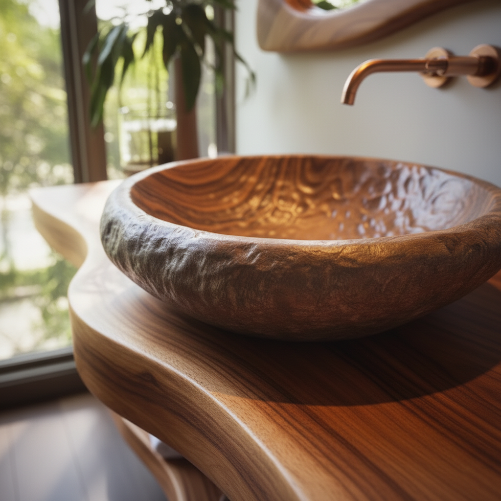 Live Edge Solid Wood Floating Bathroom Vanity