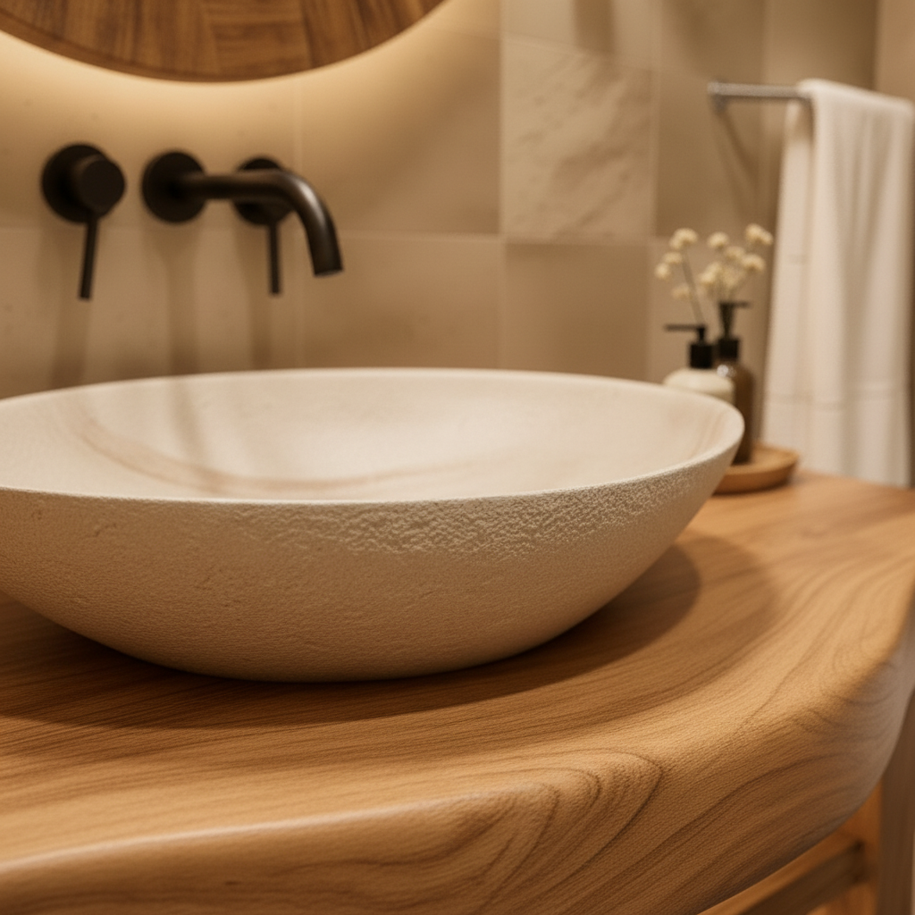 Organic Edge Solid Wood Bathroom Vanity