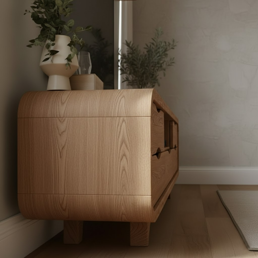 Aurora Curve Solid Wood TV Stand