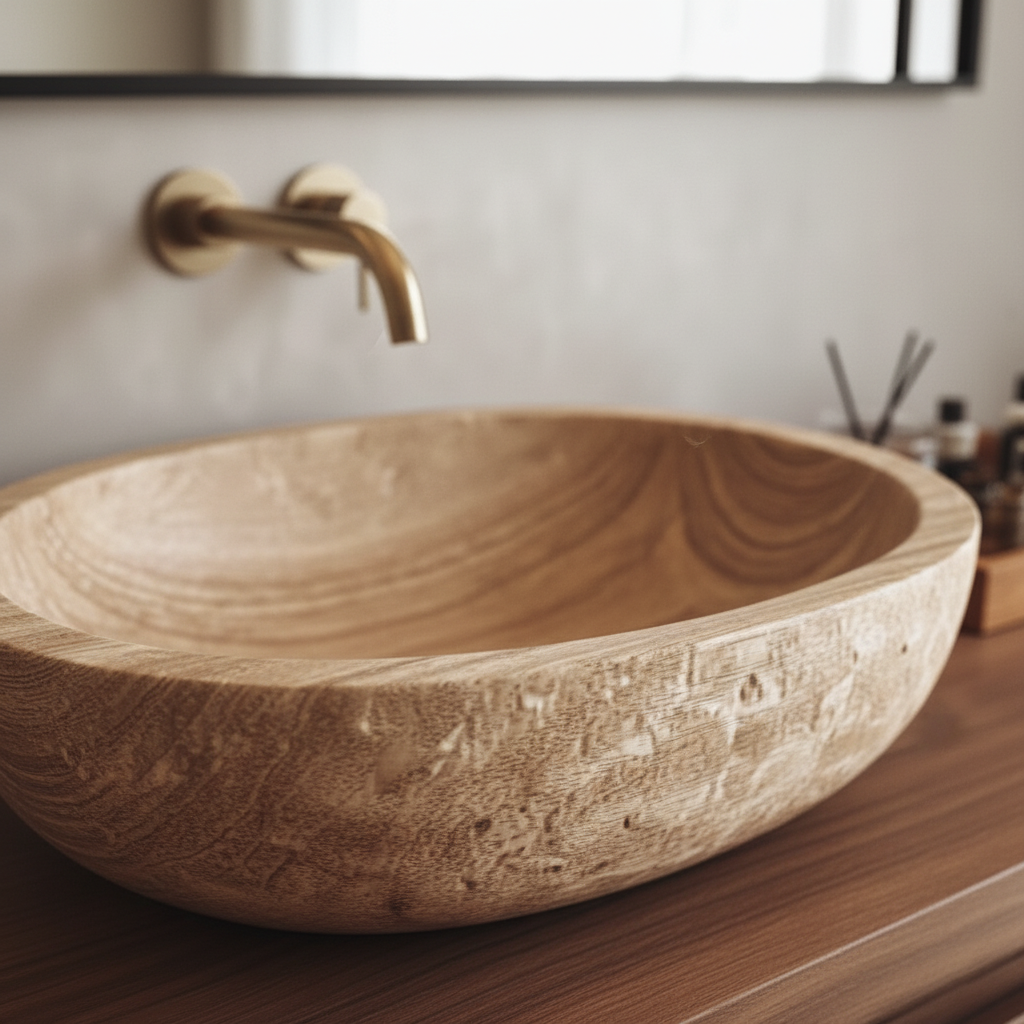 Organic Solid Wood Floating Bathroom Vanity