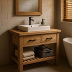 Single Sink Bathroom Vanity with Drawers & Slatted Shelf