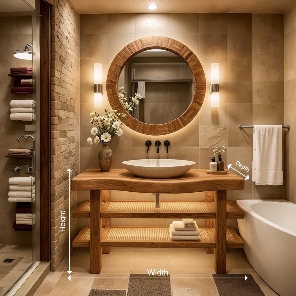 Organic Edge Solid Wood Bathroom Vanity