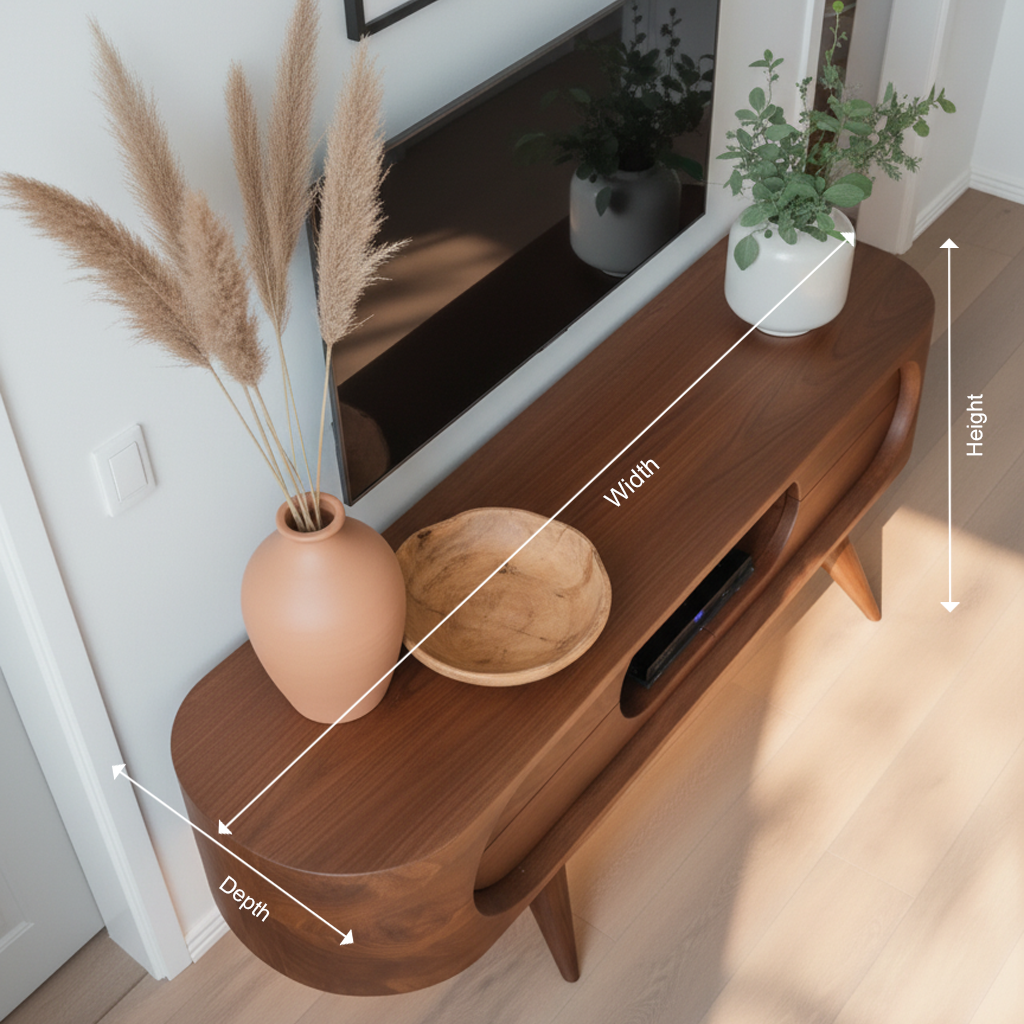 Aura Curve Solid Wood TV Stand