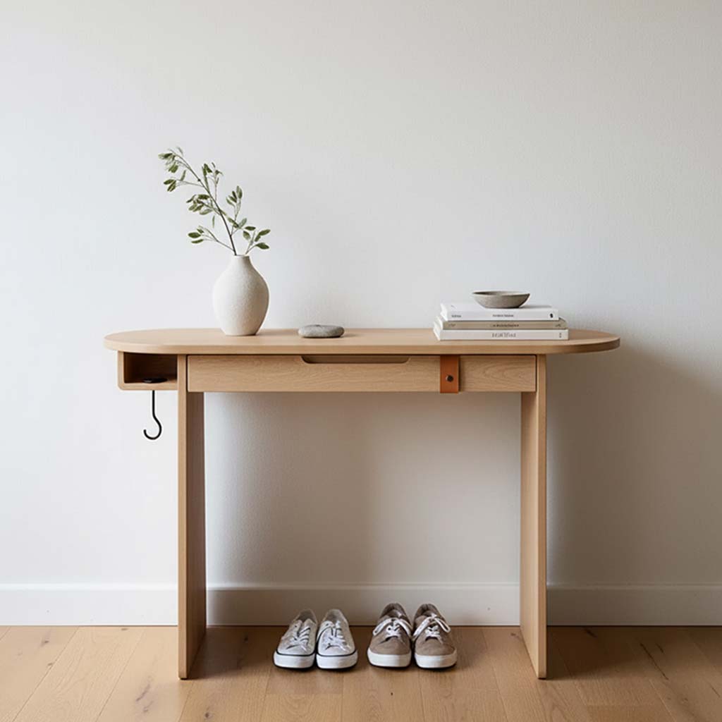 Minimal Solid Wood Entryway Console Table