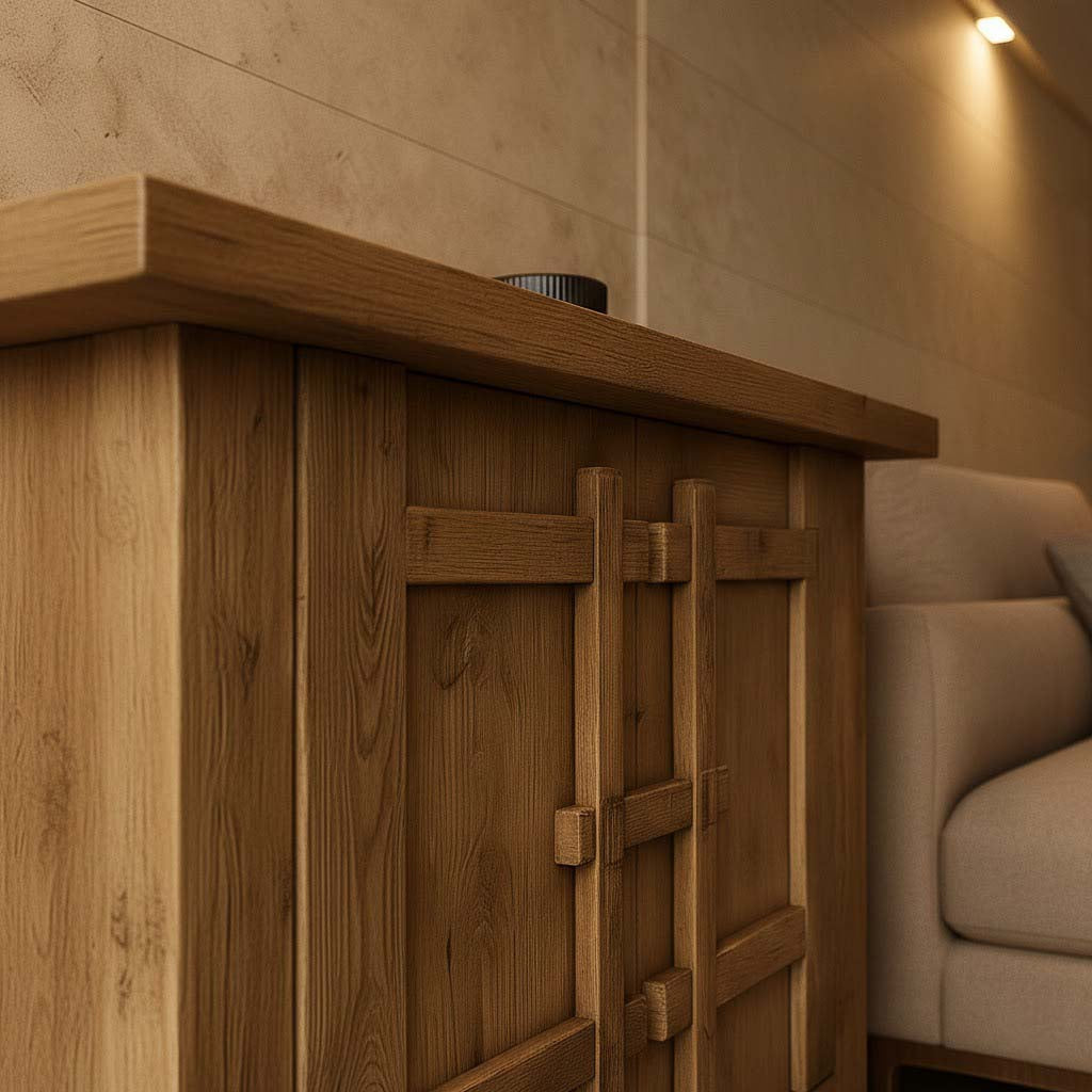 Solid Wood Rustic Sideboard Cabinet