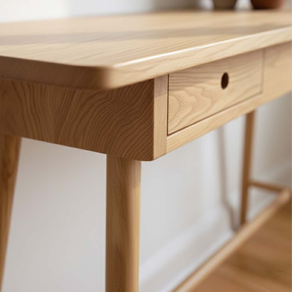 Scandinavian Solid Wood Console Table With Drawer
