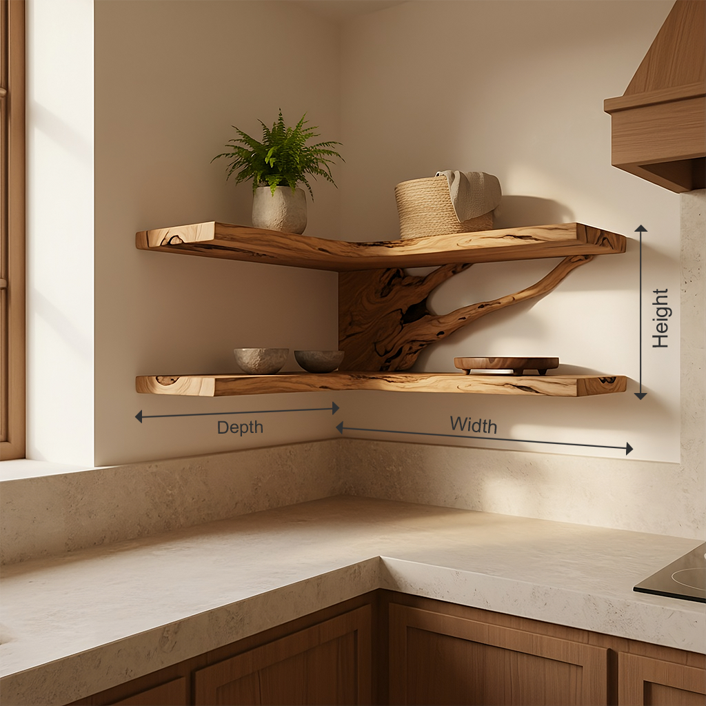 Live Edge Corner Floating Shelves
