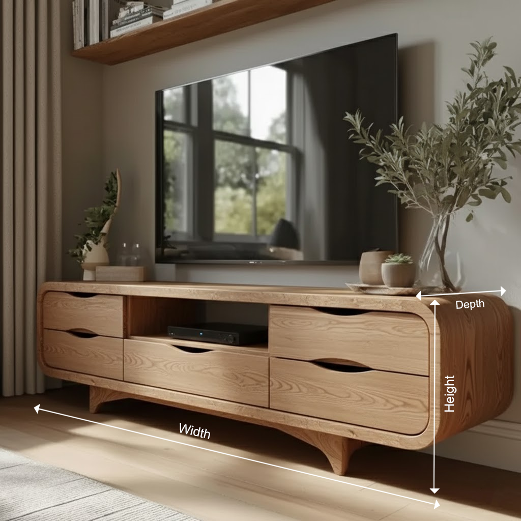 Aurora Curve Solid Wood TV Stand