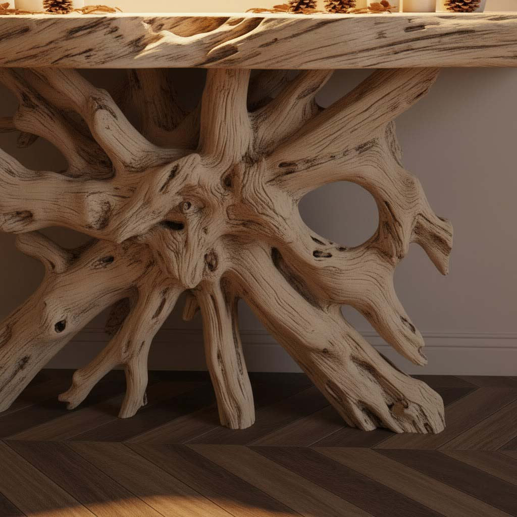 Organic Root Sculptural Solid Wood Console Table
