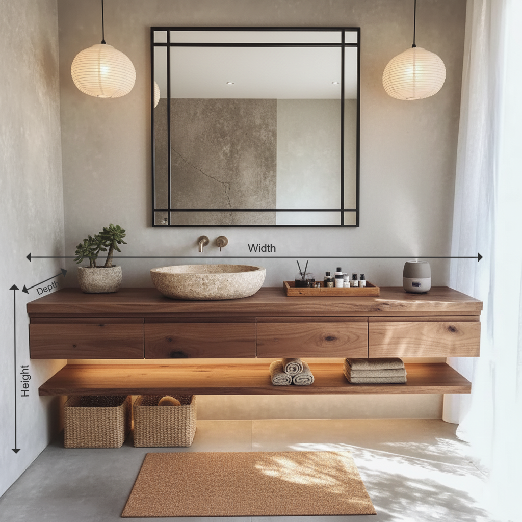Organic Solid Wood Floating Bathroom Vanity