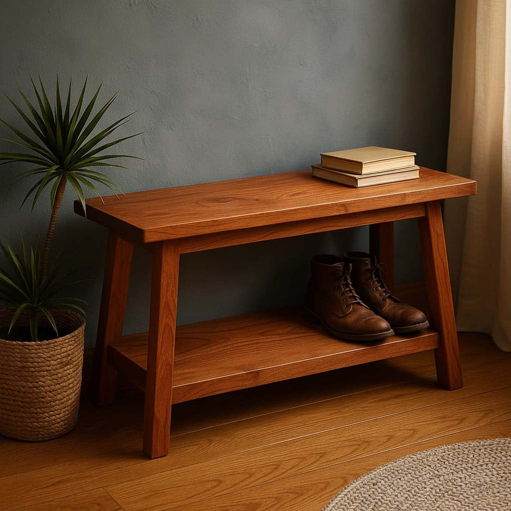 Solid Wood Console Table with Open Lower Shelf